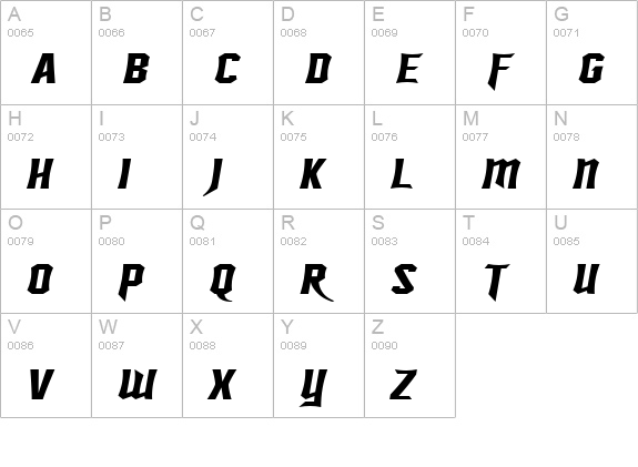 SF Ironsides Extended Italic uppercase A-Z preview