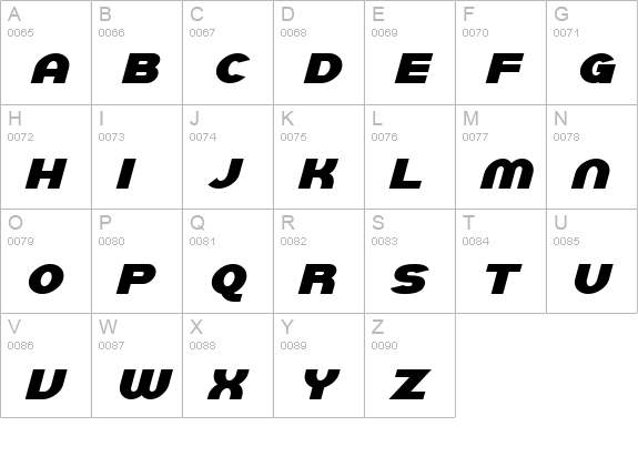 SF Juggernaut Bold Italic uppercase A-Z preview