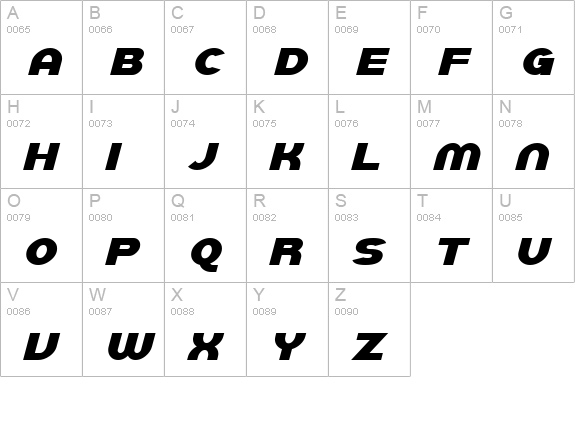SF Juggernaut Italic uppercase A-Z preview