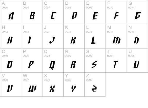 SF Junk Culture Condensed Oblique uppercase A-Z preview