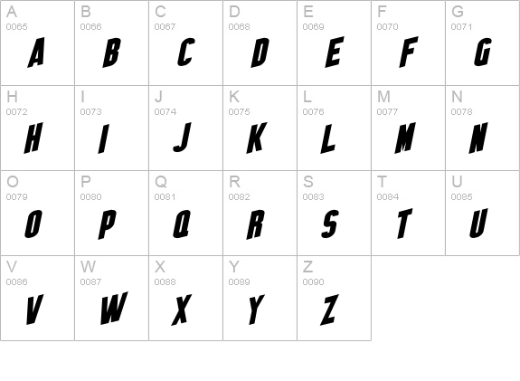 SF Obliquities uppercase A-Z preview