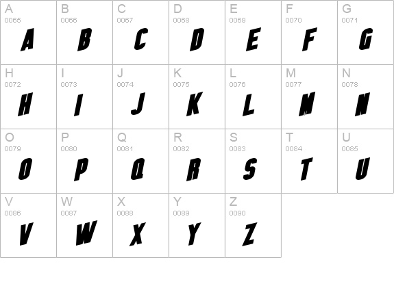 SF Obliquities Bold uppercase A-Z preview