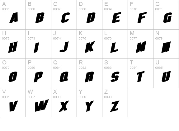 SF Obliquities Extended Bold uppercase A-Z preview