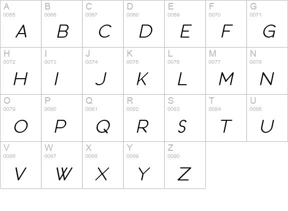 SF Orson Casual Light Oblique uppercase A-Z preview