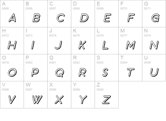 SF Orson Casual Shaded Oblique uppercase A-Z preview