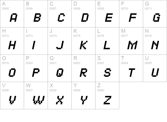 SF Pixelate Bold Oblique uppercase A-Z preview
