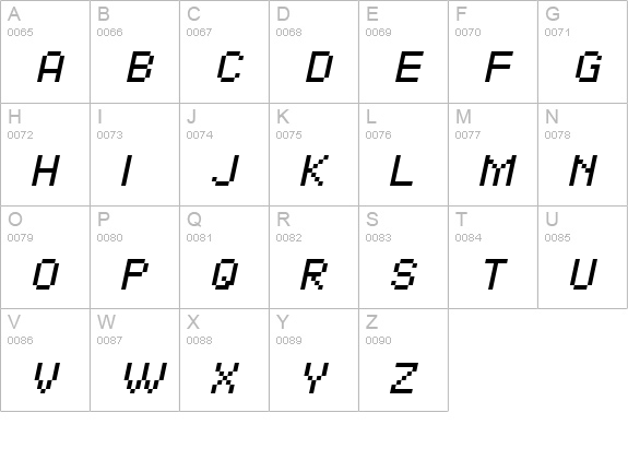 SF Pixelate Oblique uppercase A-Z preview