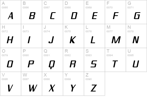 SF Proverbial Gothic Extended Oblique uppercase A-Z preview