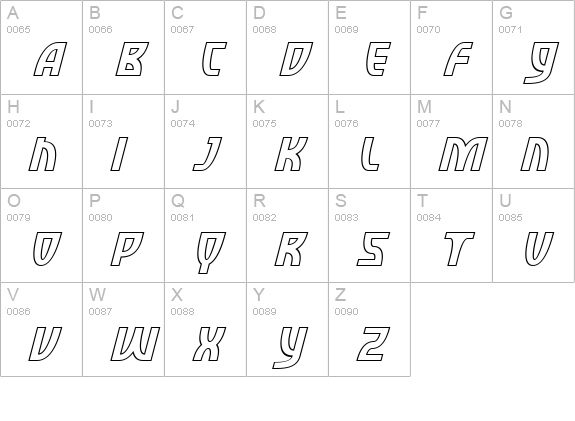 SF Retroesque Outline Italic uppercase A-Z preview