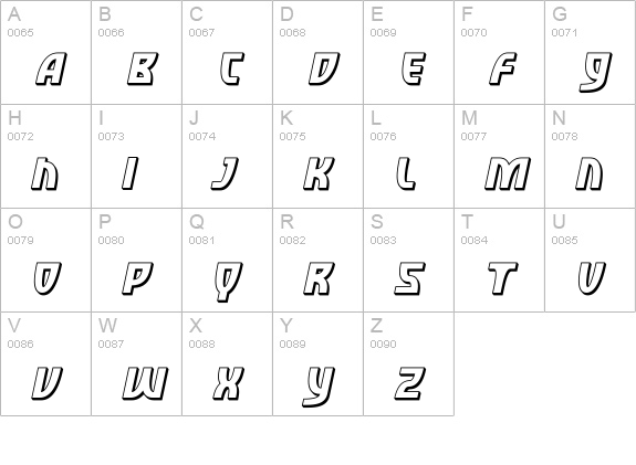 SF Retroesque Shaded Oblique uppercase A-Z preview