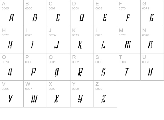 SF Shai Fontai Distressed Oblique uppercase A-Z preview