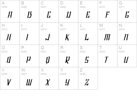 SF Shai Fontai Extended Oblique uppercase A-Z preview
