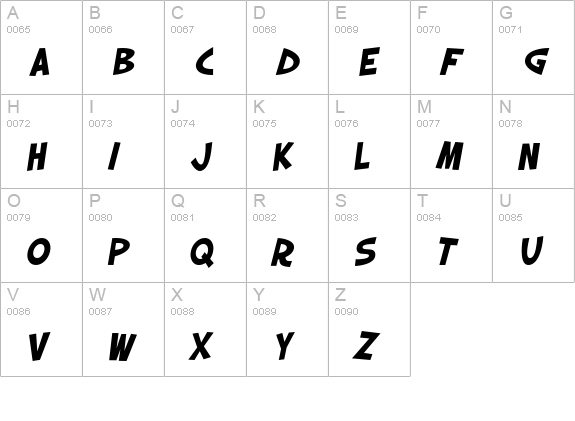 SF Slapstick Comic Bold Oblique uppercase A-Z preview