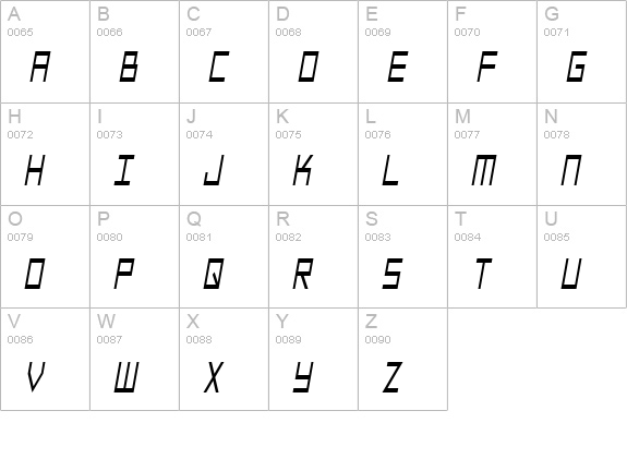 SF Square Head Condensed Italic uppercase A-Z preview