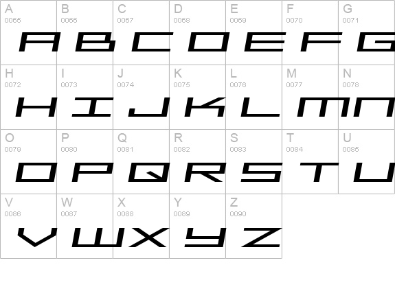 SF Square Head Extended Italic uppercase A-Z preview