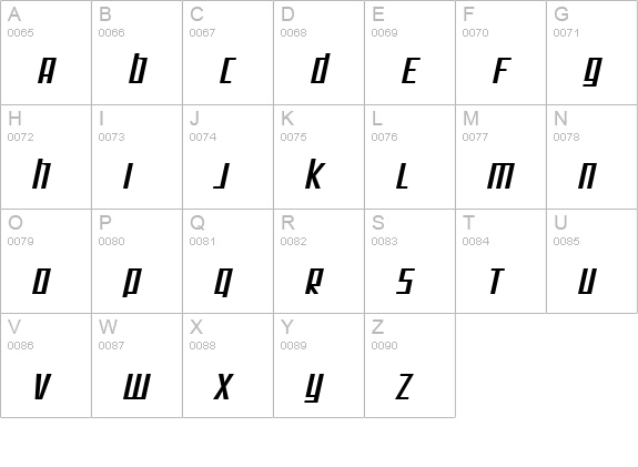 SF Square Root Extended Oblique uppercase A-Z preview