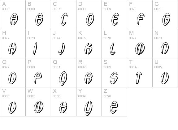 SF Synthonic Pop Shaded Oblique uppercase A-Z preview