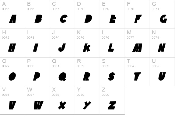 SF Tattle Tales Bold Italic uppercase A-Z preview
