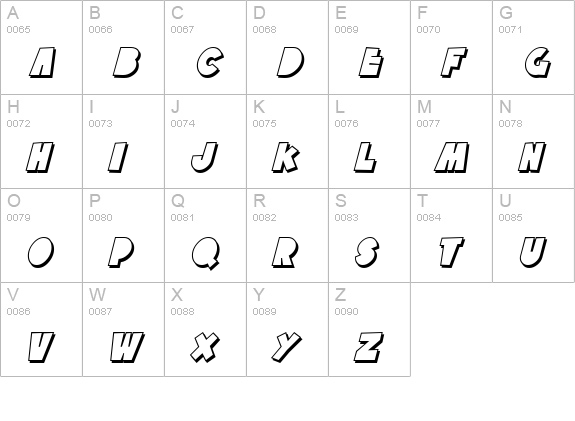 SF Tattle Tales Shadow Italic uppercase A-Z preview