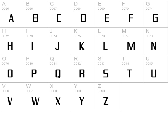 SF Theramin Gothic Condensed uppercase A-Z preview