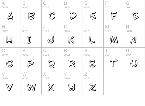 SF Toontime Shaded uppercase A-Z preview