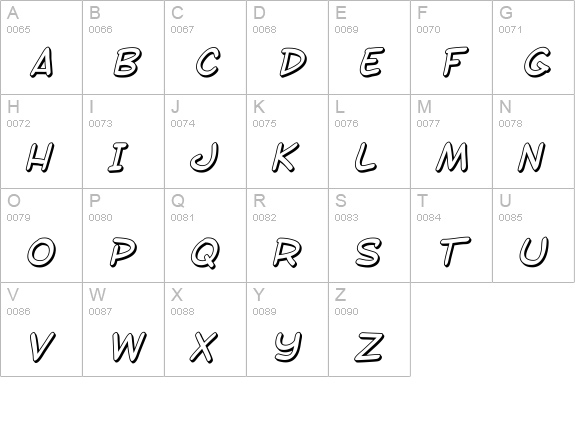 SF Toontime Shaded Italic uppercase A-Z preview