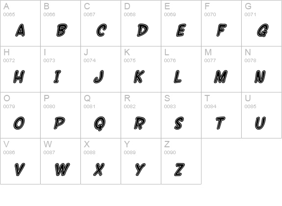 SF Wonder Comic Inline Italic uppercase A-Z preview