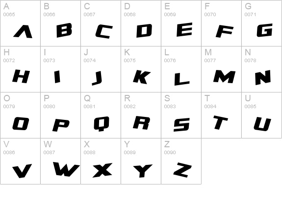 SF Zero Gravity Italic uppercase A-Z preview