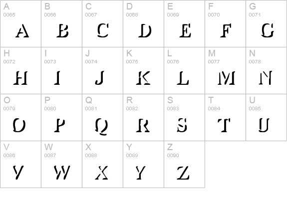 Shady Lady uppercase A-Z preview