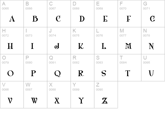 Shangri La NF uppercase A-Z preview