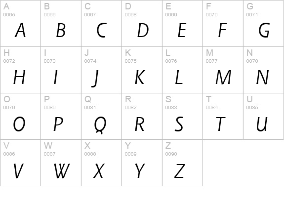 Shannon ATT Italic uppercase A-Z preview