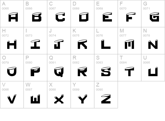 Shaved uppercase A-Z preview