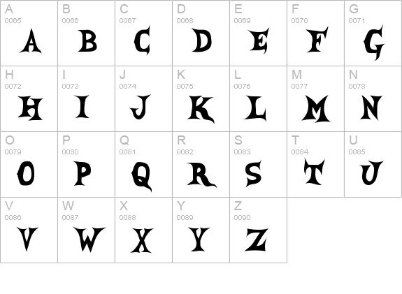 SheCreature uppercase A-Z preview