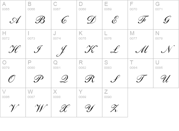 SheerBeauty uppercase A-Z preview