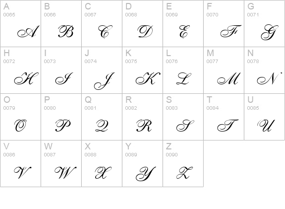 SheerElegance uppercase A-Z preview