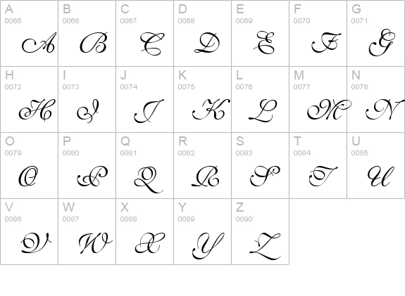 Shelley Volante BT uppercase A-Z preview