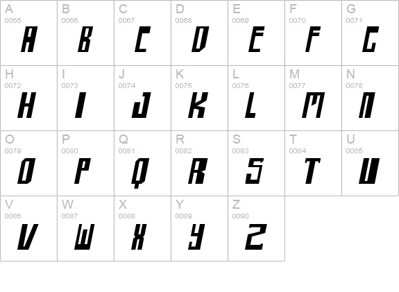 shellhead Italic uppercase A-Z preview