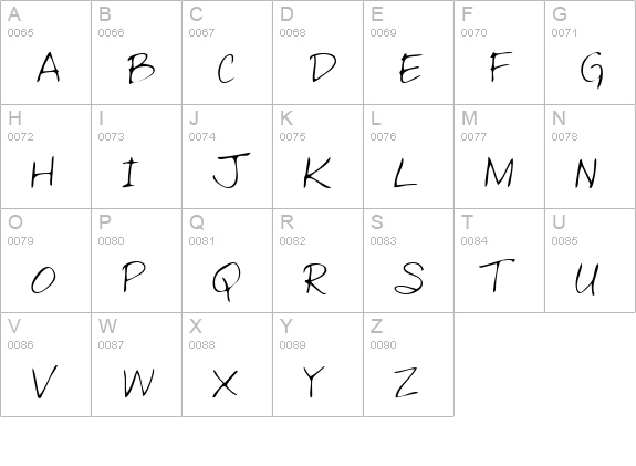 SherylsHand Regular uppercase A-Z preview