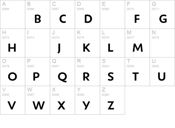 ShinnMedium uppercase A-Z preview