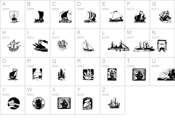 ShipsNBoats uppercase A-Z preview