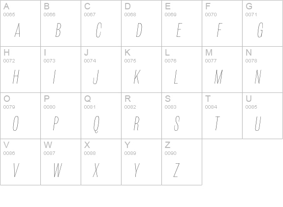 Shiva Italic uppercase A-Z preview