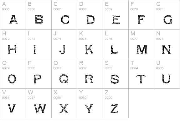 Shnixgun uppercase A-Z preview
