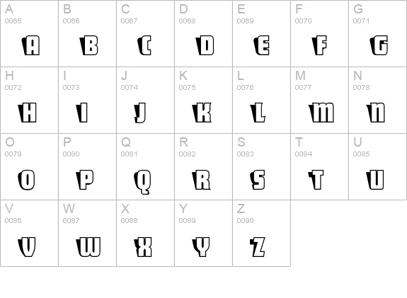 Sho-Card-Caps uppercase A-Z preview