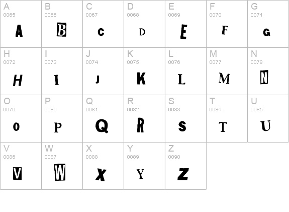 Shoplifter uppercase A-Z preview