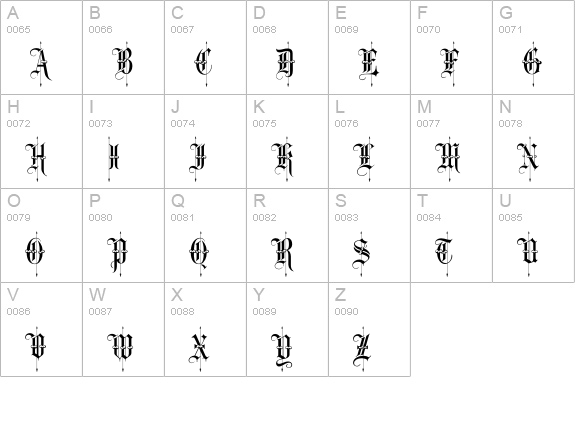 Showcard uppercase A-Z preview