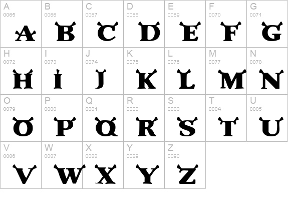 Shrek uppercase A-Z preview