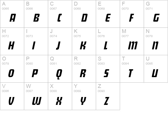 Shylock Italic uppercase A-Z preview