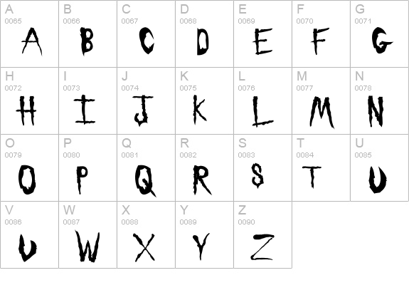Sickness uppercase A-Z preview