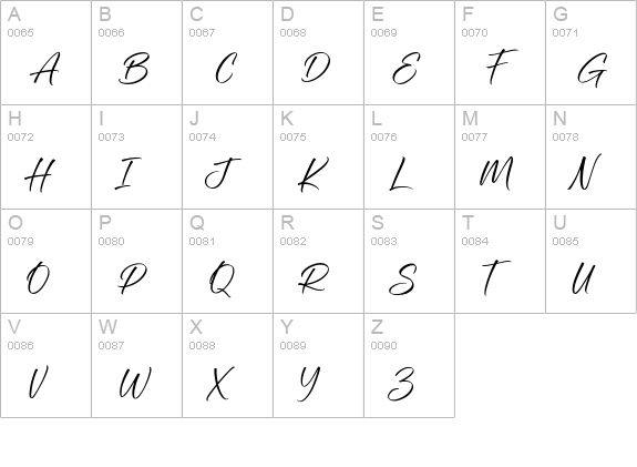 Sienthas Handwritten Font uppercase A-Z preview
