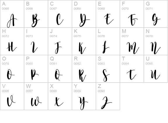 Signature uppercase A-Z preview